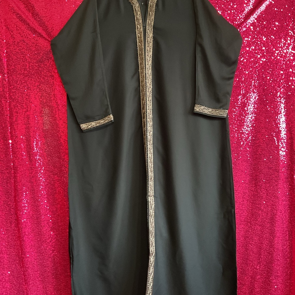Elegant Black Robe with Gold Trim